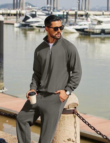 COOFANDY Men's Tracksuit 2 Piece Relaxed Fit Half-zip Sweatsuits Athletic Running Jogging Suit Sets