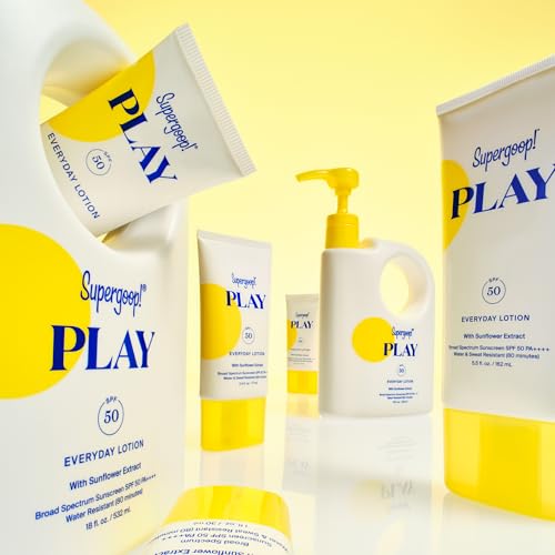 Supergoop! PLAY Everyday Lotion SPF 50 - Broad Spectrum Body & Face Sunscreen - Great for Active Days - Fast Absorbing, Water & Sweat Resistant - 5.5 fl oz