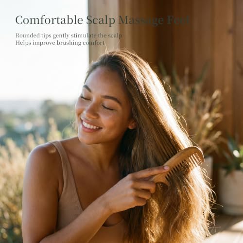 Onedor Handmade 100% Natural Green Sandalwood Hair Combs - Anti-Static Sandalwood Scent Natural Hair Detangler Wooden Comb (Wide Tooth),1 Count (Pack of 1)
