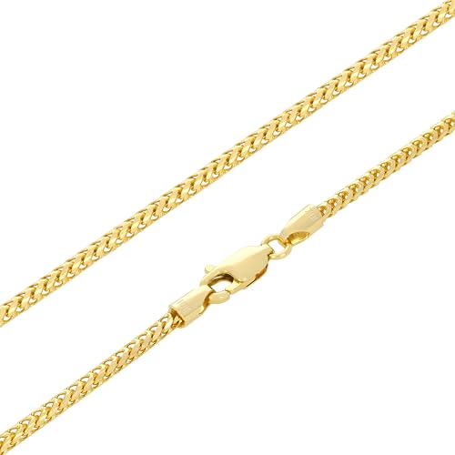 Nuragold 10K Real Yellow Gold Franco 2mm Solid Diamond Cut Chain Necklace - 26"