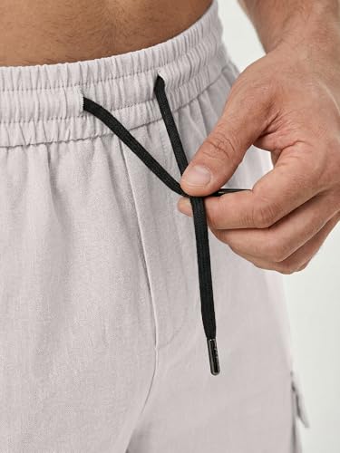 JMIERR Mens Casual Sweatpants Pants Men's Clothing Essential Joggers Mens Quiet Luxury Cargo Pants Big & Tall Loose Fit,US42(3XL),Parchment