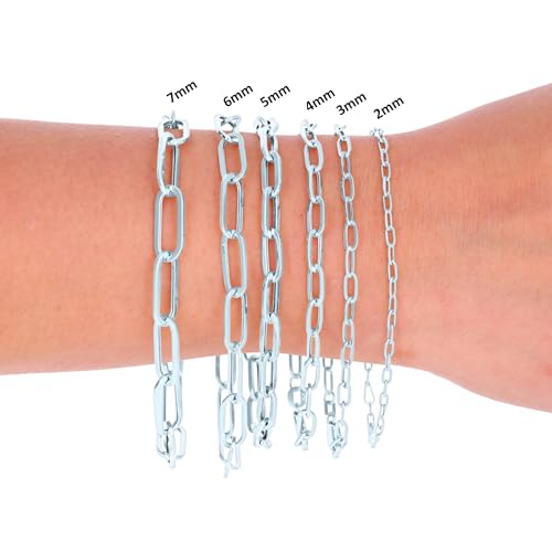 Nuragold 10k Real White Gold Paperclip 2mm Elongated Cable Link Bracelet (7"-8") Dainty Italian Jewelry for Men & Women - 2mm,7"