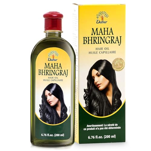 Dabur Maha Bhringraj Herbal Ayurvedic Hair Oil – Infused with Bhringraj Oil for Scalp Nourishment, Soft and Manageable Strands – Oils for Hair and Scalp Massage – 200ML (6.76 fl oz)