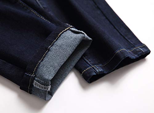 Men's Mid Waist Skinny Fit Stretch Fashion Washed Basic 5-Pockets Denim Jeans Pants,Dark Blue,42