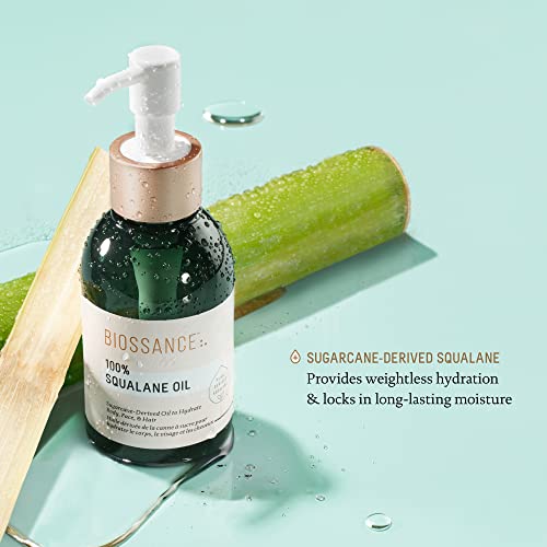 BIOSSANCE 100% Squalane Oil - Vegan Face & Body Oil Moisturizer - 3.3 oz