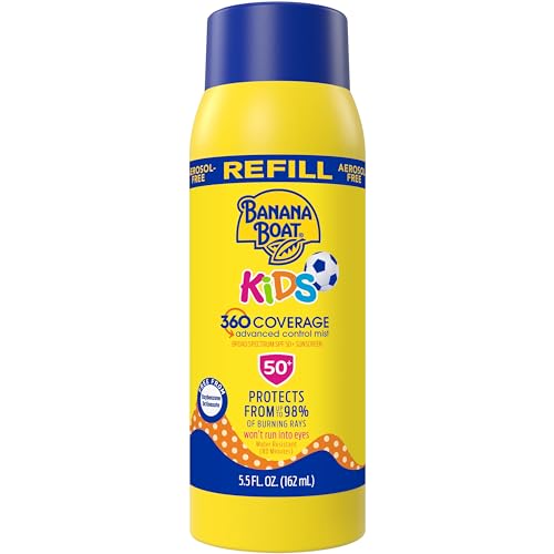Banana Boat 360 Coverage Kids Sunscreen Mist SPF 50+ Refill, 5.5 Fl Oz