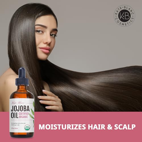 Kate Blanc Cosmetics Organic Jojoba Oil for Hair, Skin, Face, Nails (2oz)