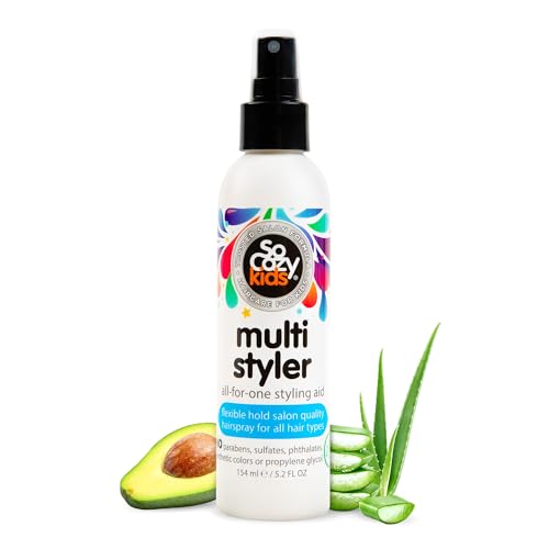 SoCozy Multi Styler, Styling Hair Spray for Kids, Safe for Everyday Use (5.2 Fl Oz) Holds Like a Light Gel, Gentle Formula with Quinoa, Vitamin B5 & Aloe, No Parabens, Sulfates or Synthetic Colors