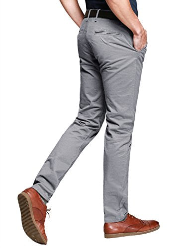 Match Mens Regular-Fit Casual Flat Front Chino Pants (34, 8118 Medium Gray)