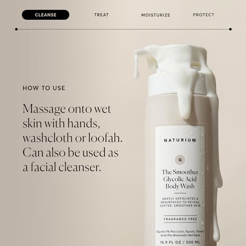 Naturium The Smoother Glycolic Acid Exfoliating Body Wash, Soft & Smoothing Cleanser, 16.9 oz