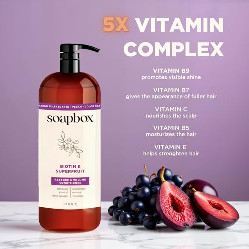 Soapbox Biotin & Super Fruit Conditioner for Volume, 33.8 oz
