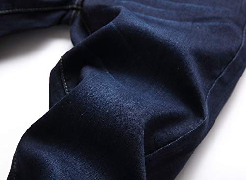 Men's Mid Waist Skinny Fit Stretch Fashion Washed Basic 5-Pockets Denim Jeans Pants,Dark Blue,42