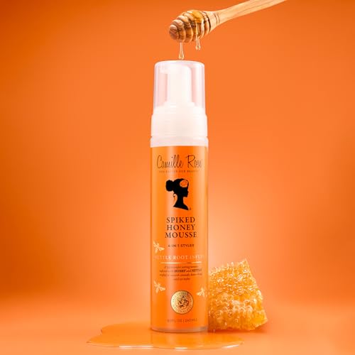 Camille Rose Spiked Honey Mousse – 4-in-1 Hair Styling Mousse with Rice Water for Softness, Strength, Shine, Frizz-Control, 8 Fl Oz