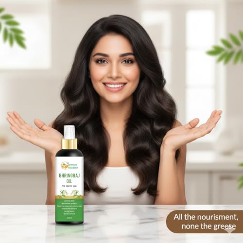 Herbs Botanica Bhringraj Oil for Hair Growth Ayurvedic Herbal Hair Oil with Bhringraj, Amla, Aloe Vera, Sesame & Curry Leaf Reduces Hair Fall, No Silicones or Parabens 6.76 Fl Oz