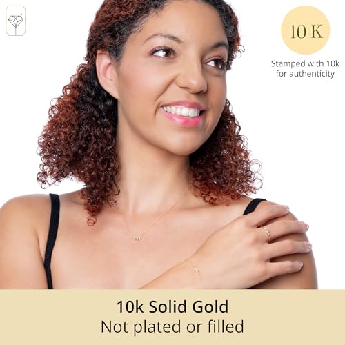 MAX + STONE Trio 10K Yellow Gold Diamond Pendant Necklace for Women | Lab Grown Small Diamonds Necklaces with 18-20 inch Chain