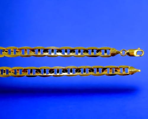 14K Yellow Gold SOLID Anchor Mariner Necklace Bracelet Chain Link Men Women Jewelry 6.4g | 6mm | 8 Inches | MADE IN ITALY