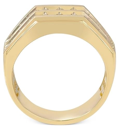 P3 POMPEII3 Pompeii 1 1/2Ct Men's Multi-Row Diamond Ring in 10k Yellow Gold - Size 8