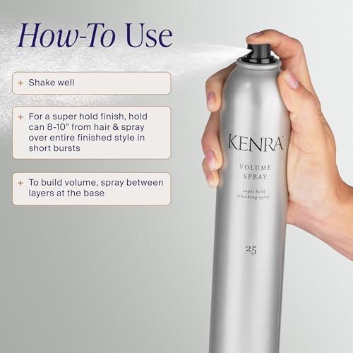 Kenra Professional Volume Spray 25 50% | Super Hold Finishing & Styling Hairspray | Flake-free & Fast-drying | Wind & Humidity Resistance | All Hair Types | 10 oz