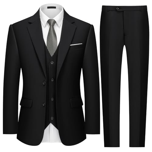 MAGE MALE Mens 2 Button 3-Piece Suits Slim Fit Tuxedo Set Wedding Business