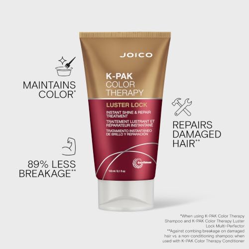 Joico K-PAK Color Therapy Luster Lock Instant Shine & Repair Treatment | For Color-Treated Hair | Boost Color Vibrancy | Repair Breakage | With Keratin & Argan Oil | 5.1 Fl Oz