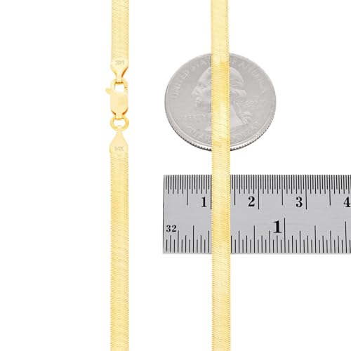 Nuragold 14k Real Yellow Gold Herringbone 4mm Chain Flexible Necklace - 18"