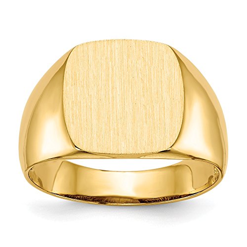 Size - 7.25 - Solid 14k Yellow Gold Men's Signet Engravable Plate Ring (4 to 12.7mm)
