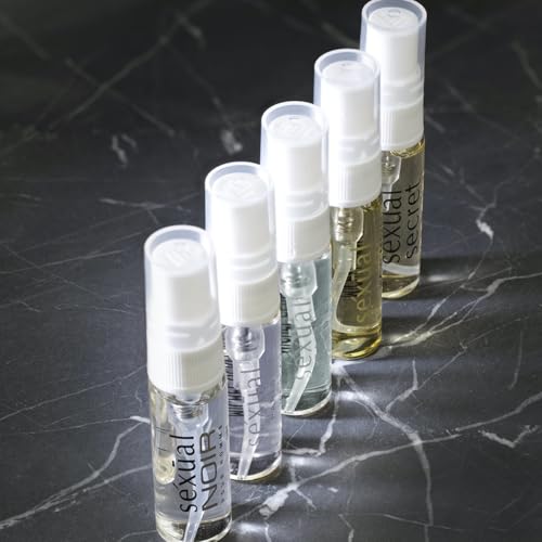 Michel Germain Sexual Discovery Set for Him, Men's Cologne, 5 x 0.07 Fl Oz Eau de Toilette Vials, Woody, Fresh, Fruity, Aromatic, Citrus Colognes for Him