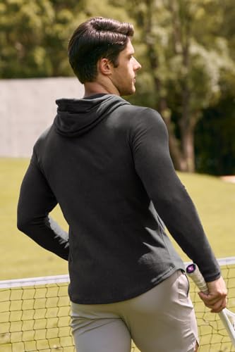 JMIERR Hoodies for Men Fashion Hooded Sweatshirt Long Sleeve Muscle Longline T Shirt Lightweight Fleece Pullover Sweater Shirts, US38(S), Grey