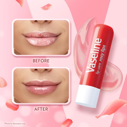 Vaseline Lip Therapy Care Rosy, Fast-Acting Nourishment, Ideal for Chapped, Dry, Cracked, or Damaged Lips, Lip Balm, 2-Pack of 2, 0.16 Oz Each, 4 Lip Balms