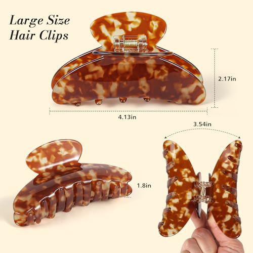 2 Pack Acetate Hair Claw Clips for Thick Thin Hair, 4 Inch Large Hair Clips
