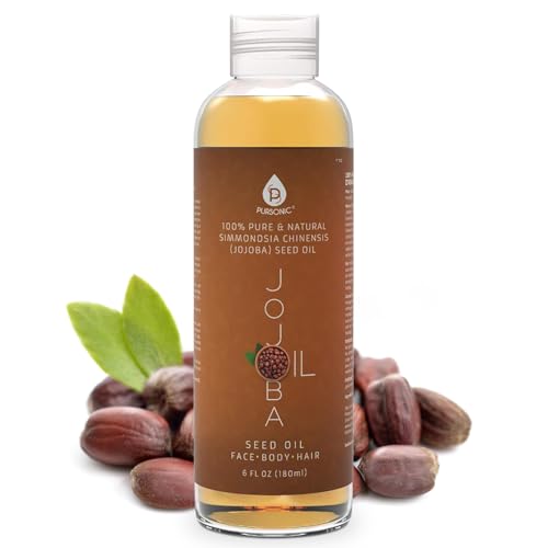 Pursonic 100% Cold Pressed Pure Golden Jojoba Oil for Dry Skin or Damaged Hair, Natural & Unrefined - Moisturizes & Revitalizes Skin, 6 Ounce, 1 count, JJO6