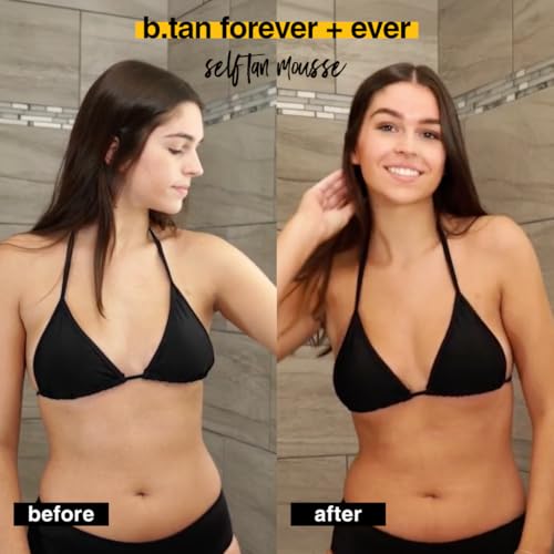 b.tan Ultra Long Lasting Self Tanner Mousse | Forever & Ever - Lasts Up to 11 Days, Fast, 1 Hour Express Sunless Tanning Foam, No Fake Tan Smell, Dark Bronze Glow, Vegan, Cruelty Free, 6.7 Fl Oz