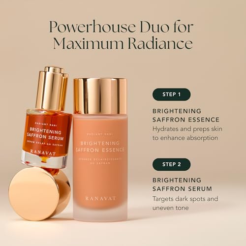 RANAVAT Radiant Rani Brightening Saffron Facial Essence - Hydrating Milk Toner Formulated with Niacinamide & Squalane to Moisturize & Calm Skin - Helps Improve the Appearance of Dark Spots (100ml)