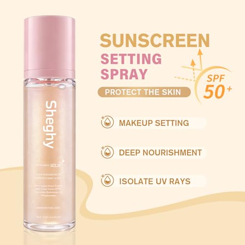 Sheghy Sunglaze Sheer Setting Mist Sunscreen SPF 50, Broad Spectrum Shimmering Body Oil Mist, Hydrating Makeup-Friendly Glow Spray, Reef-Safe, Non-Greasy & Fast-Absorbing for Face & Body (2)