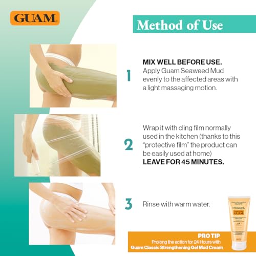Guam Anti-cellulite Body Wrap for Thighs, Legs, MAX STRENGTH Hot Mud for Stubborn Cellulite, Clay Body Mask with Caffeine, Seaweed and Essential Oils, Reduce Dimples on Legs, Inch Reduction (2.2LB)