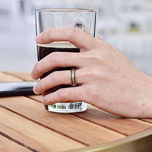 Vakki Rings for Men Women 6mm Gold Tungsten Wedding Bands Hawaiian Koa Wood and Blue Inlay 12