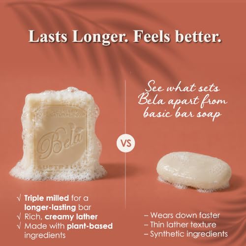 BELA Soap Variety Pack 3.3 OZ, Pack of 6, Long Lasting, French Triple Milled Bar Soap with Organic Shea Butter, Hand, Face and Body Wash Bar Made in Australia