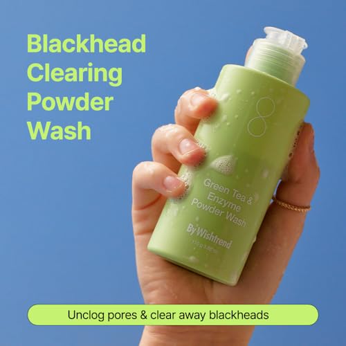 BY WISHTREND Green Tea Powder Wash - Korean Face Cleanser for Pore & Blackhead Care, Boseong Green Tea & Papain Enzyme, 0.00 Irritation for Sensitive Skin, 3.88 Oz