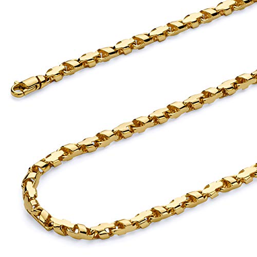 14k REAL Yellow Gold Solid Men's 4mm Handmade Chain Bracelet with Lobster Claw Clasp - 8.5"