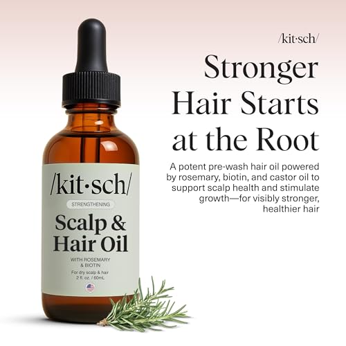 Kitsch Rosemary Oil for Hair Growth -With Castor Oil, Biotin & Jojoba- 60mL