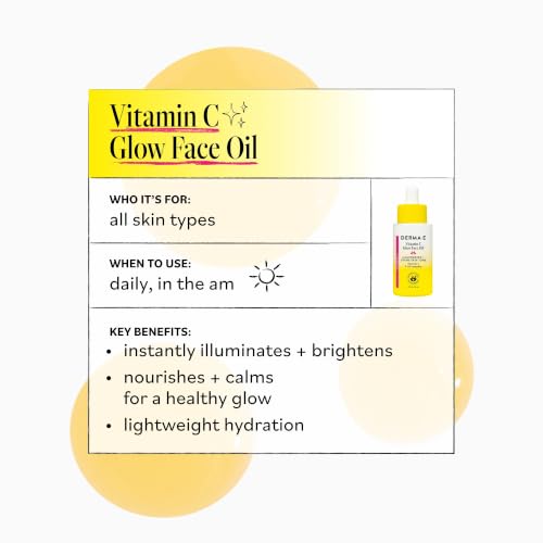 Derma E Vitamin C Glow Face Oil, 1 Fl Oz Vitamin C Oil with Turmeric