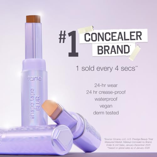 tarte shape tape blur concealer stick - Full Coverage Crease-Proof Makeup, Diamond-Shaped Precision Tip for Instant Eye Lift Effect, 50% Skin-loving Ingredients, Vegan & Cruelty-Free full size, 22N