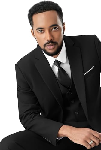 MAGE MALE Mens 2 Button 3-Piece Suits Slim Fit Tuxedo Set Wedding Business