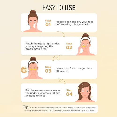 Maskiss 24k Gold Under Eye Patches (50 Pairs), eye mask, Collagen Skin Care Products, Eye Patches for Puffy Eyes, eye masks for dark circles and puffiness