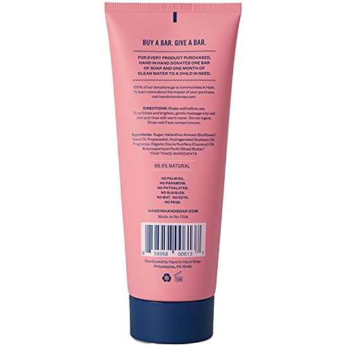 Hand in Hand Sugar Scrub, Gentle Exfoliation For All Skin Types, 9 Ounce, Bergamot & Crisp Basil, Cactus Blossom Scent, Single