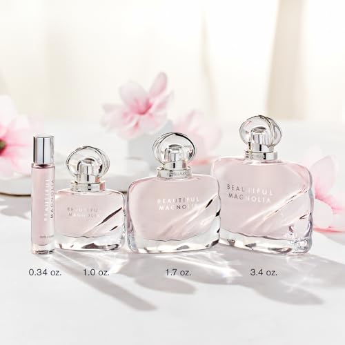 Estée Lauder Beautiful Magnolia Eau de Parfum Spray with Notes of Lush Magnolia, Solar Gardenia, Warm Woods & Luminous Musk | Floral Perfume for Women | Perfumes for Women, Travel Size, 0.34 Fl Oz