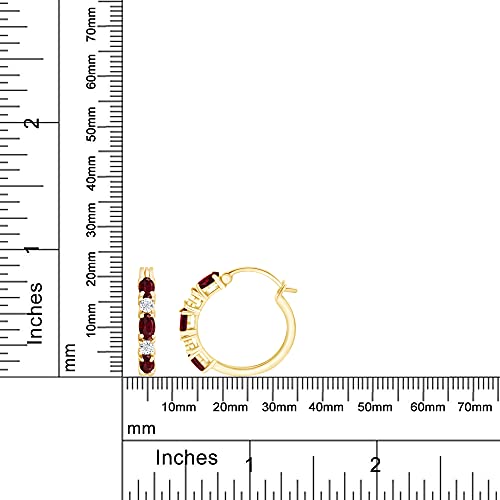 5 Stone Hoop Earrings for Women 1.50ctw Ruby & Natural Diamond 925Y Silver