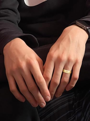 Oxford Ivy Wedding Band Solid 10K Yellow Gold 6mm Plain Ring, Size 10.5