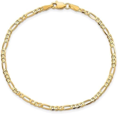 SHOP WGS 3.5MM 14K Solid Yellow Gold Figaro Bracelet for Women & Men