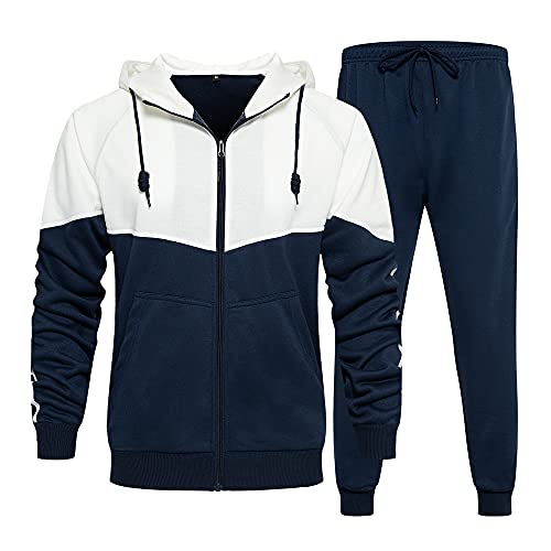 MANTORS Men's Activewear Full Zip Warm Tracksuit Sports Set Casual Sweat Suit TZ95 Blue M